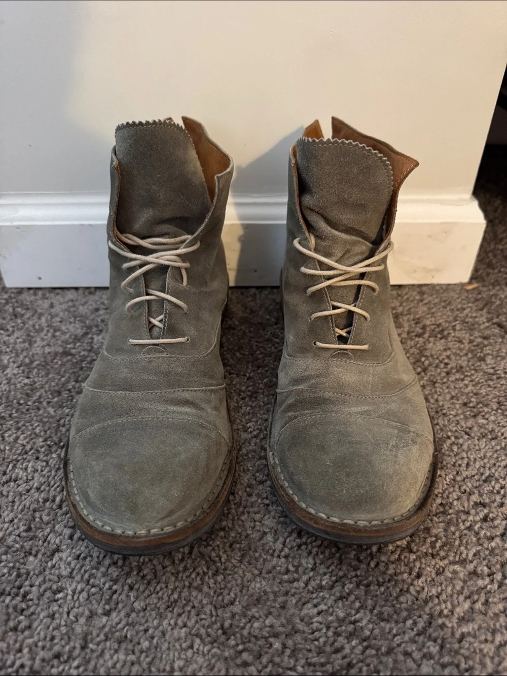 Fiorentini + Baker Gray Suede Chukka Lace-Up Boots